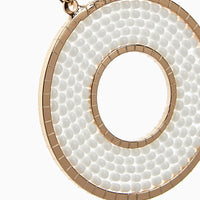 White Beaded Circle Drop Earrings