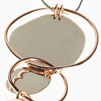 Silver-Rose Gold Tone Waves Drop Pendant