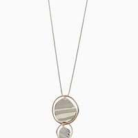 Silver-Rose Gold Tone Waves Drop Pendant