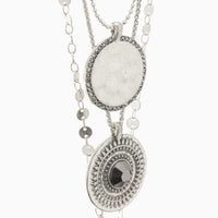Silver Tone Multi Layer Coin Detail Necklace