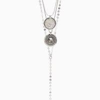 Silver Tone Multi Layer Coin Detail Necklace