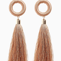 Nude Statement Tassel Drop Earrings