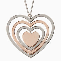 Gold_Silver_Rose Gold Tone Heart Pendant Necklace