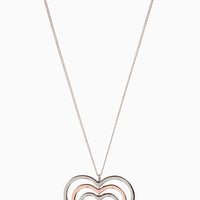 Gold_Silver_Rose Gold Tone Heart Pendant Necklace