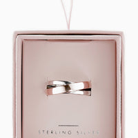 Sterling Silver Mixed Metal Cross Over Ring
