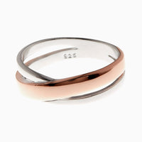 Sterling Silver Mixed Metal Cross Over Ring