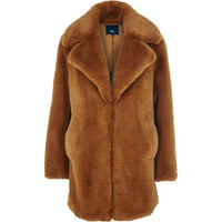 Brown faux fur longline coat