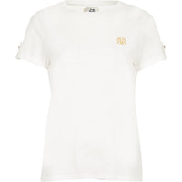 White RI turn up sleeve T-shirt