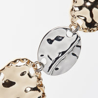 Gold-Silver Dented Effect Short Necklace