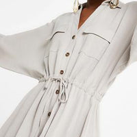 Light grey linen shirt dress