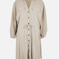 Light grey linen shirt dress