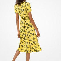 Botanical-Print Crepe Dress