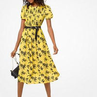 Botanical-Print Crepe Dress